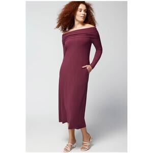NWT Soma Matte Jersey Midi Bra Dress Women’s Off Shoulder Long Sleeves Cabernet